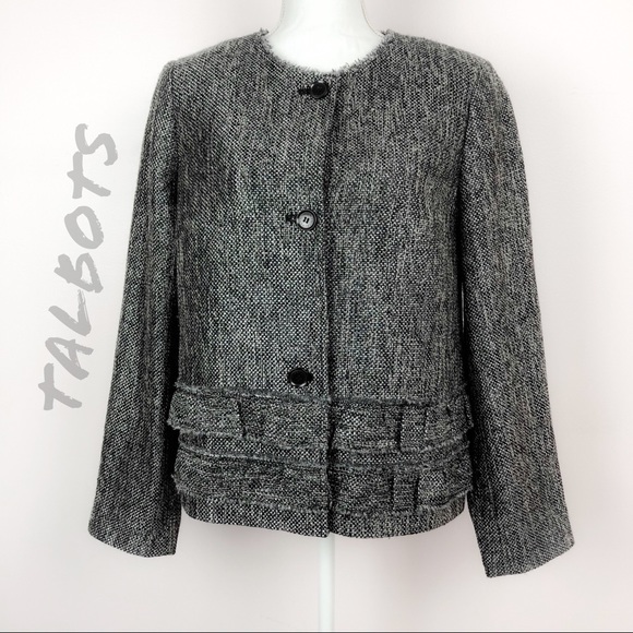 Talbots Shimmer Tweed Ruffle Jacket Size 12 - Picture 1 of 8